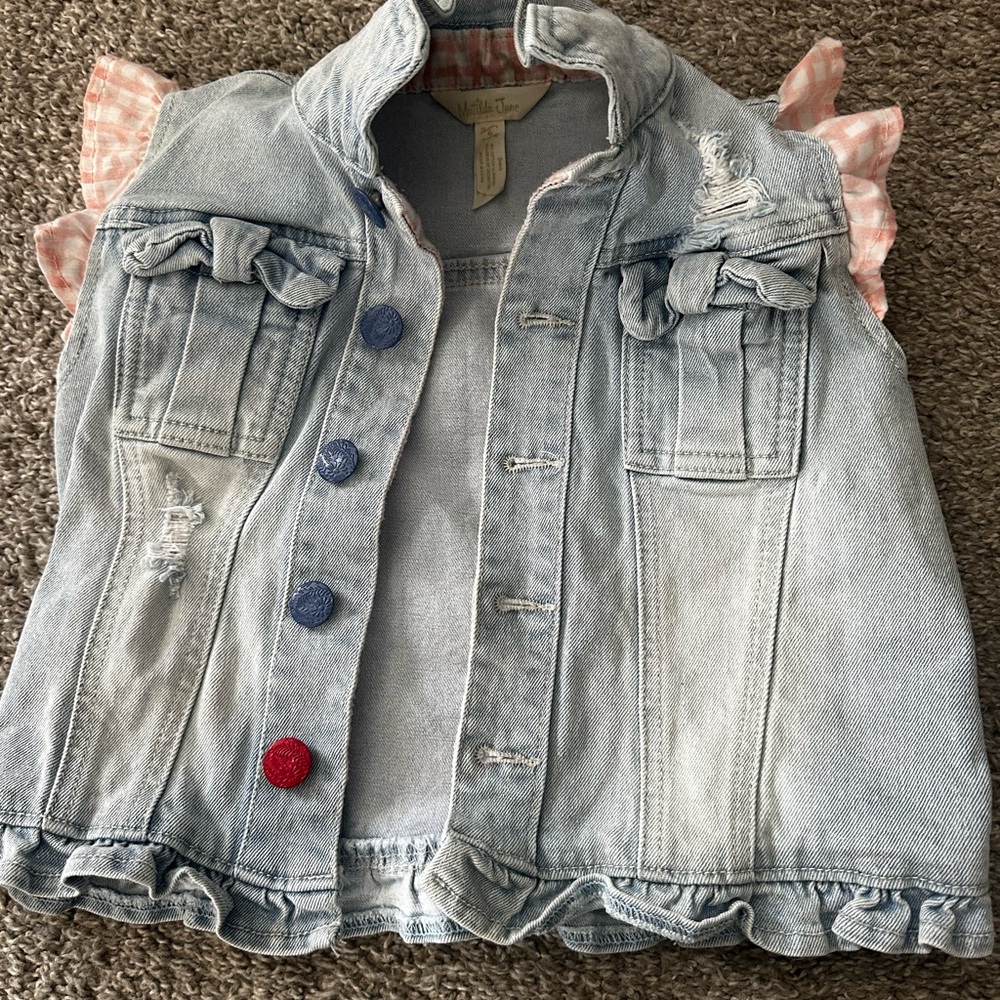 Matilda Jane Light Blue Denim Kids Vest with Ruffles